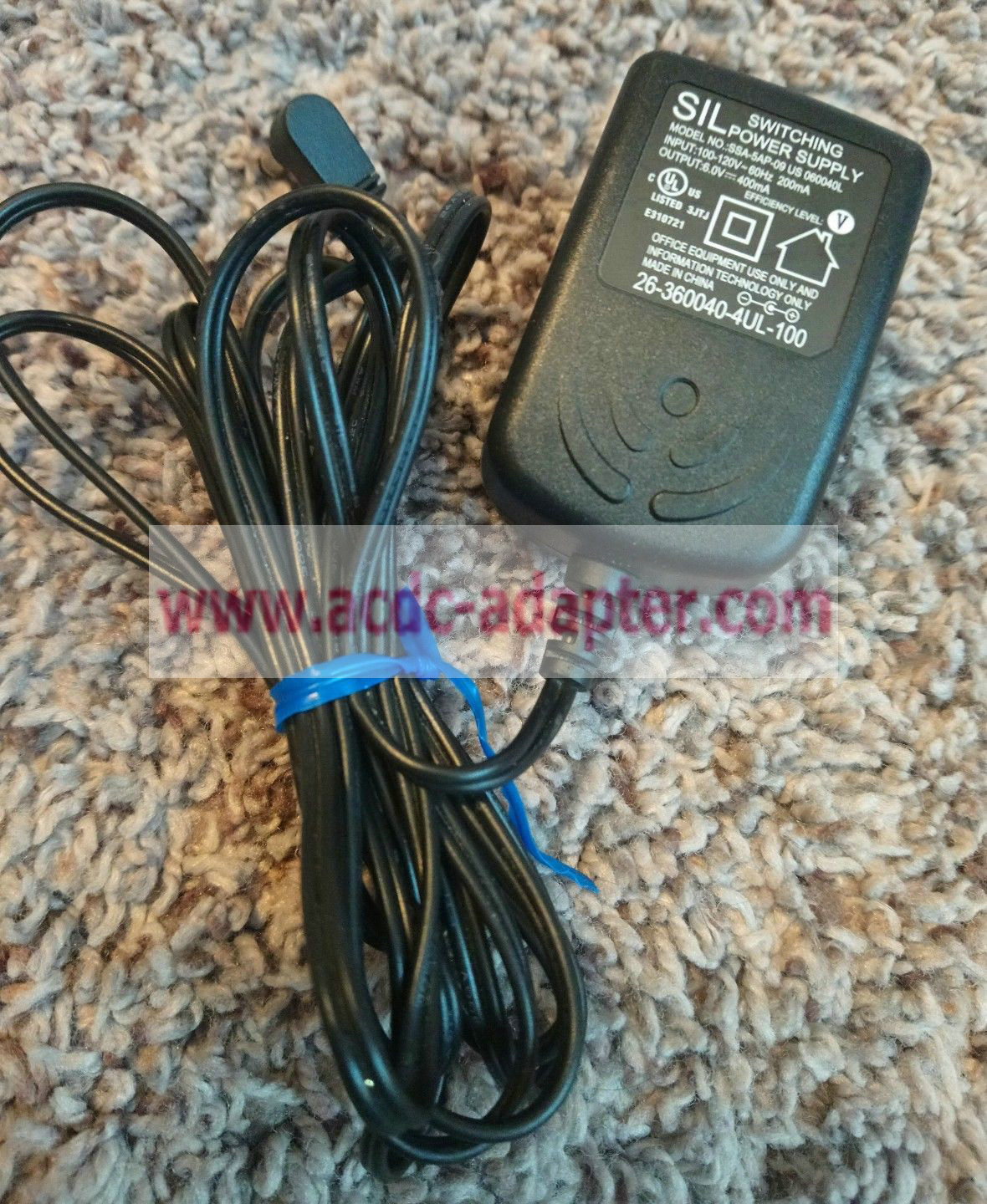 SIL SSA-5AP-09 US 060040L AC Power Adapter for Vtech Cordless Phone System 26-3600 SIL SSA-5AP-09 US 060040L AC Power Adapter for Vtech Cordless Phone System 26-3600